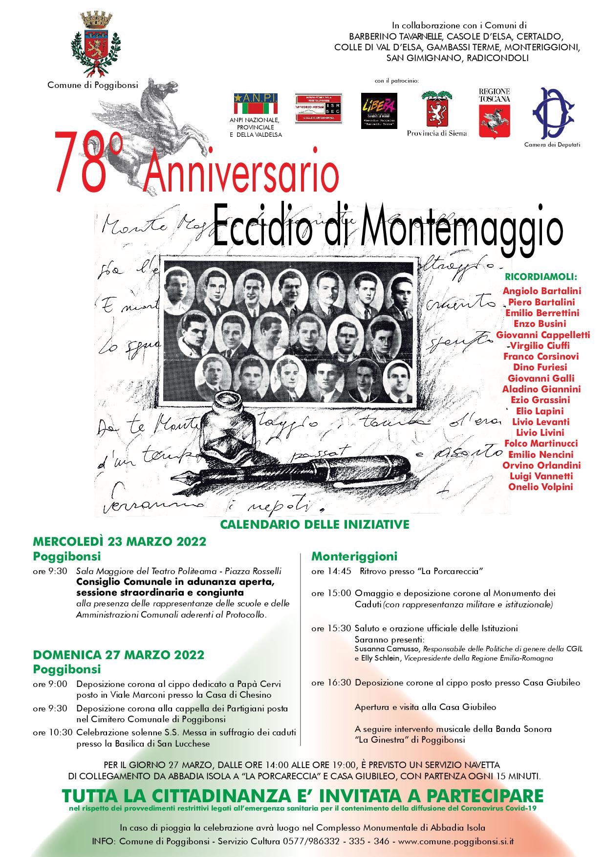 Locandina 78° Anniversario Eccidio di Montemaggio