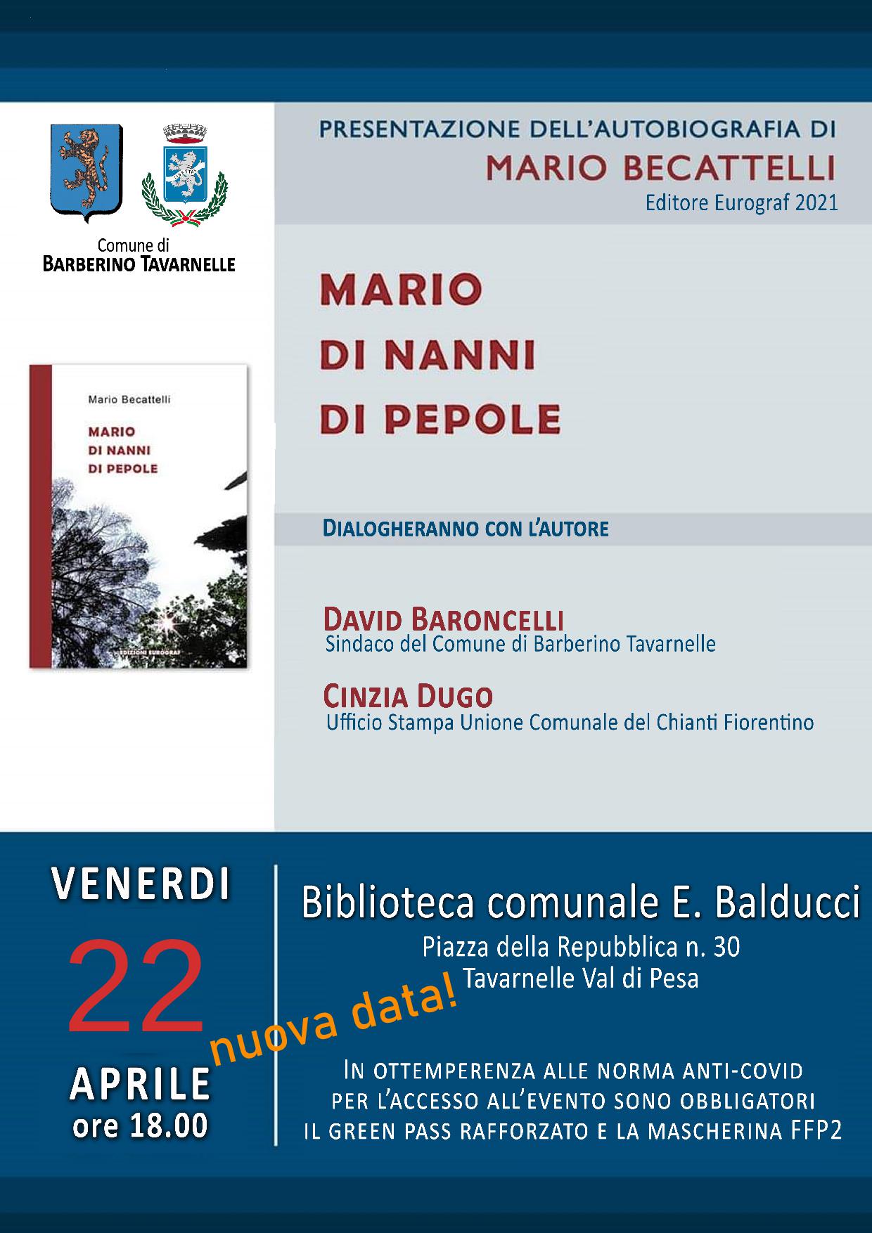 Presentazione del libro Mario di Nanni di Pepole - nuova data