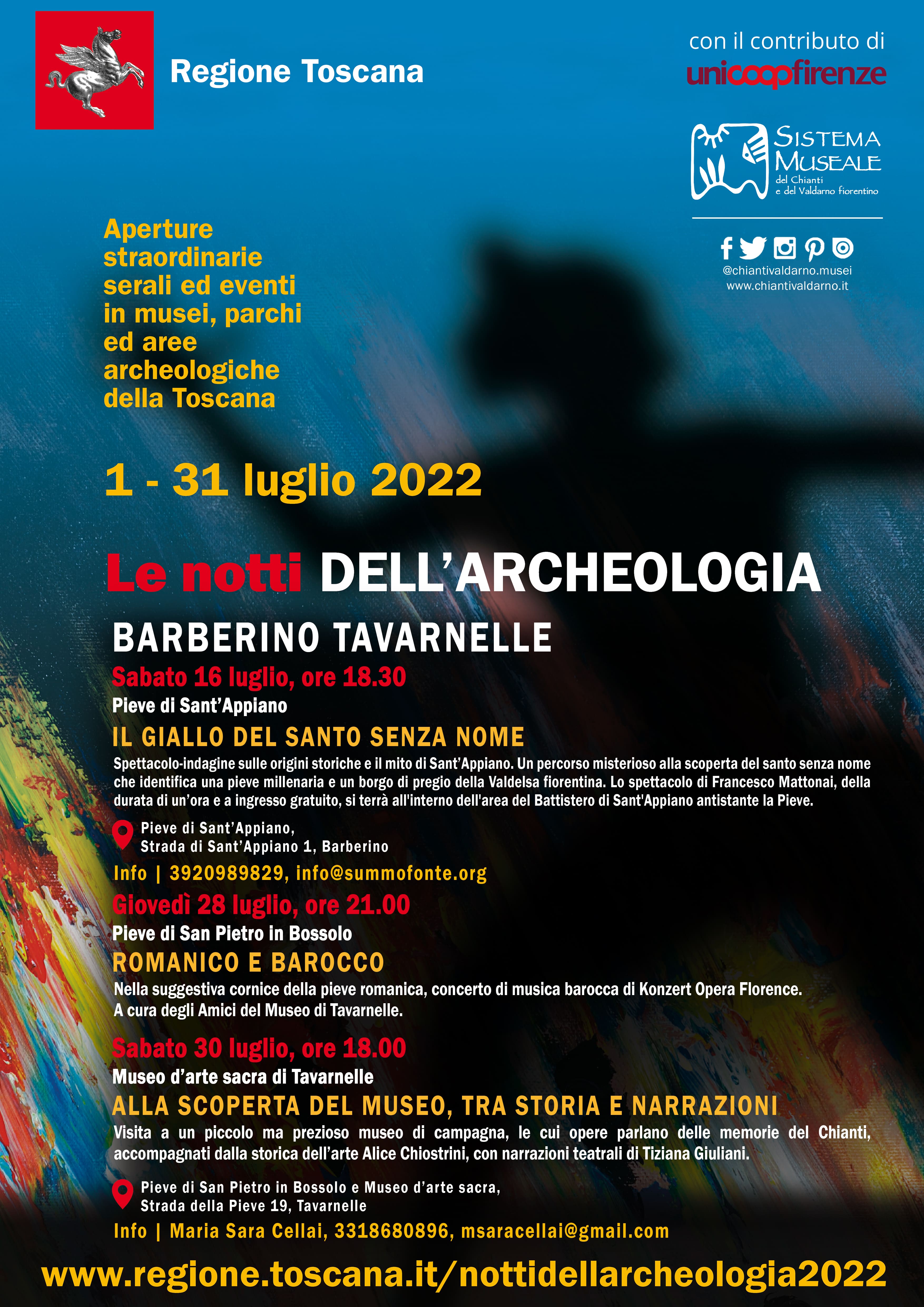 Locandina A3 Notti dell'Archeologia 2022 Barberino Tavarnelle