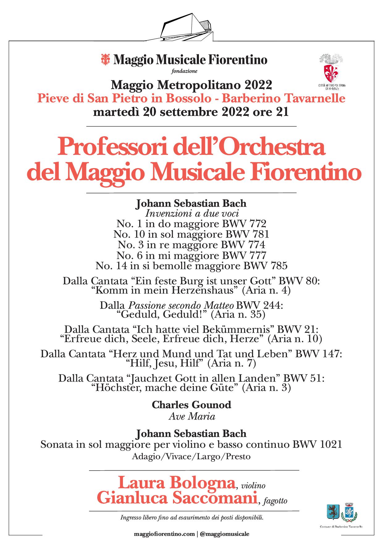 Locandina Maggio Musicale Fiorentino concerto 20 settembre 2022