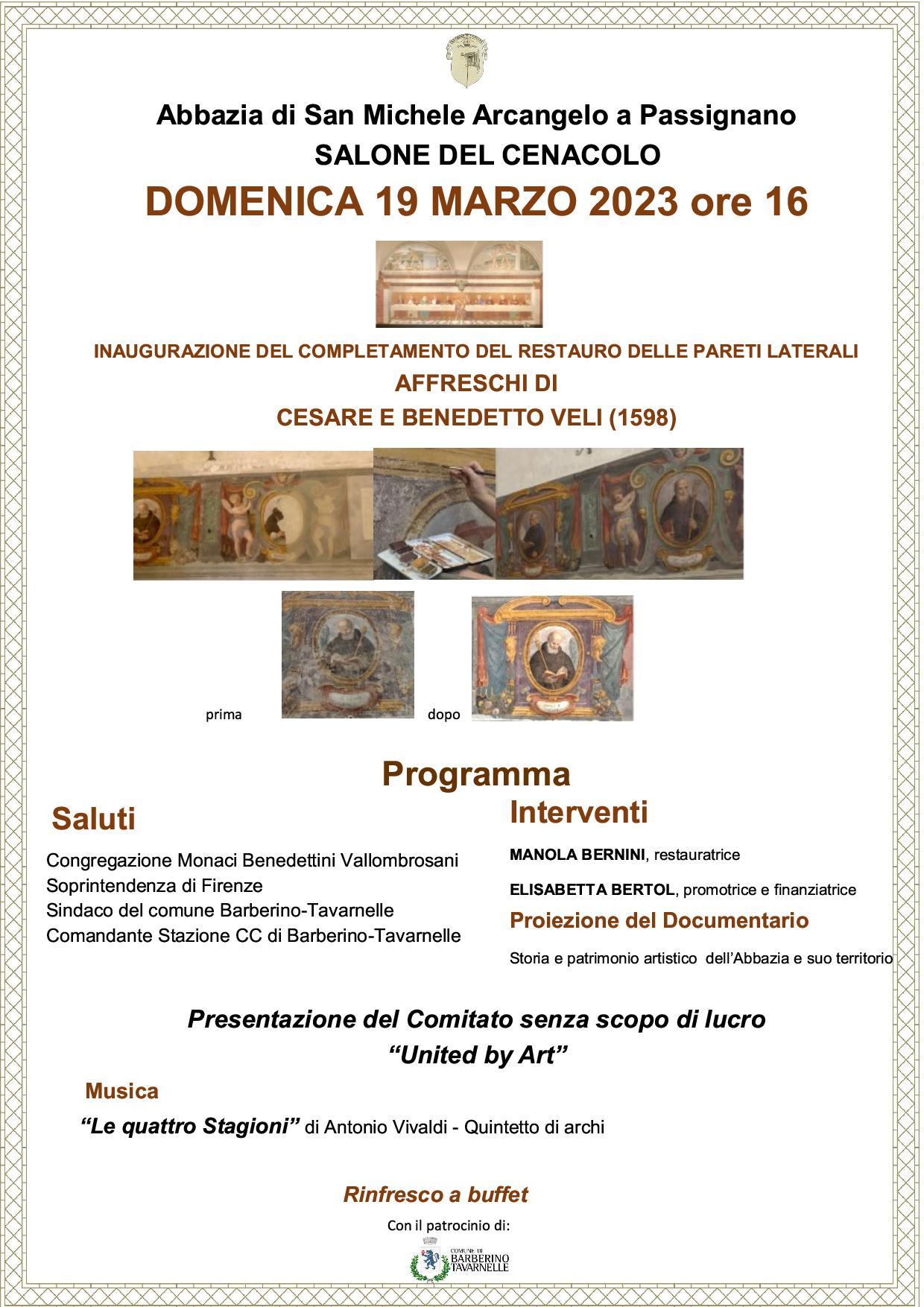 Locandina presentazione restauro affreschi Badia a Passignano