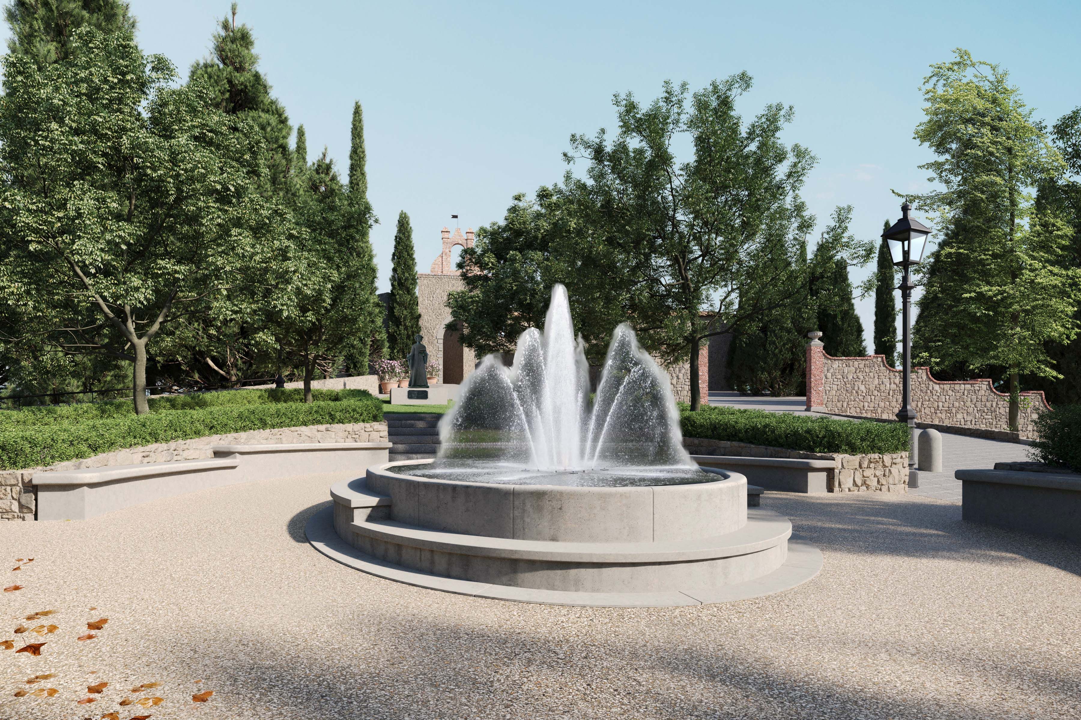 immagina Piazza Mazzini con fontana
