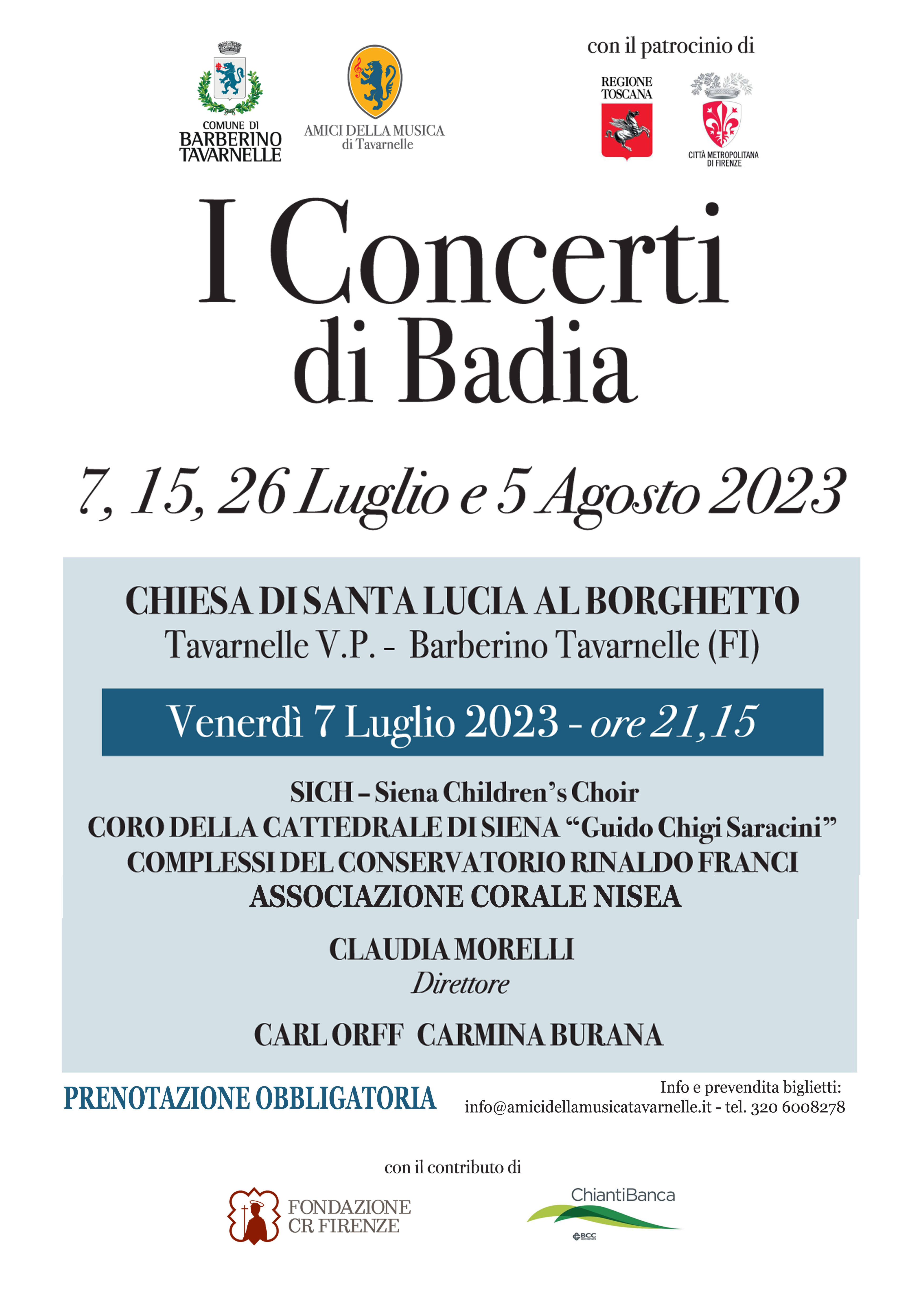 Locandina concerto 7 luglio 2023 Carmina Burana