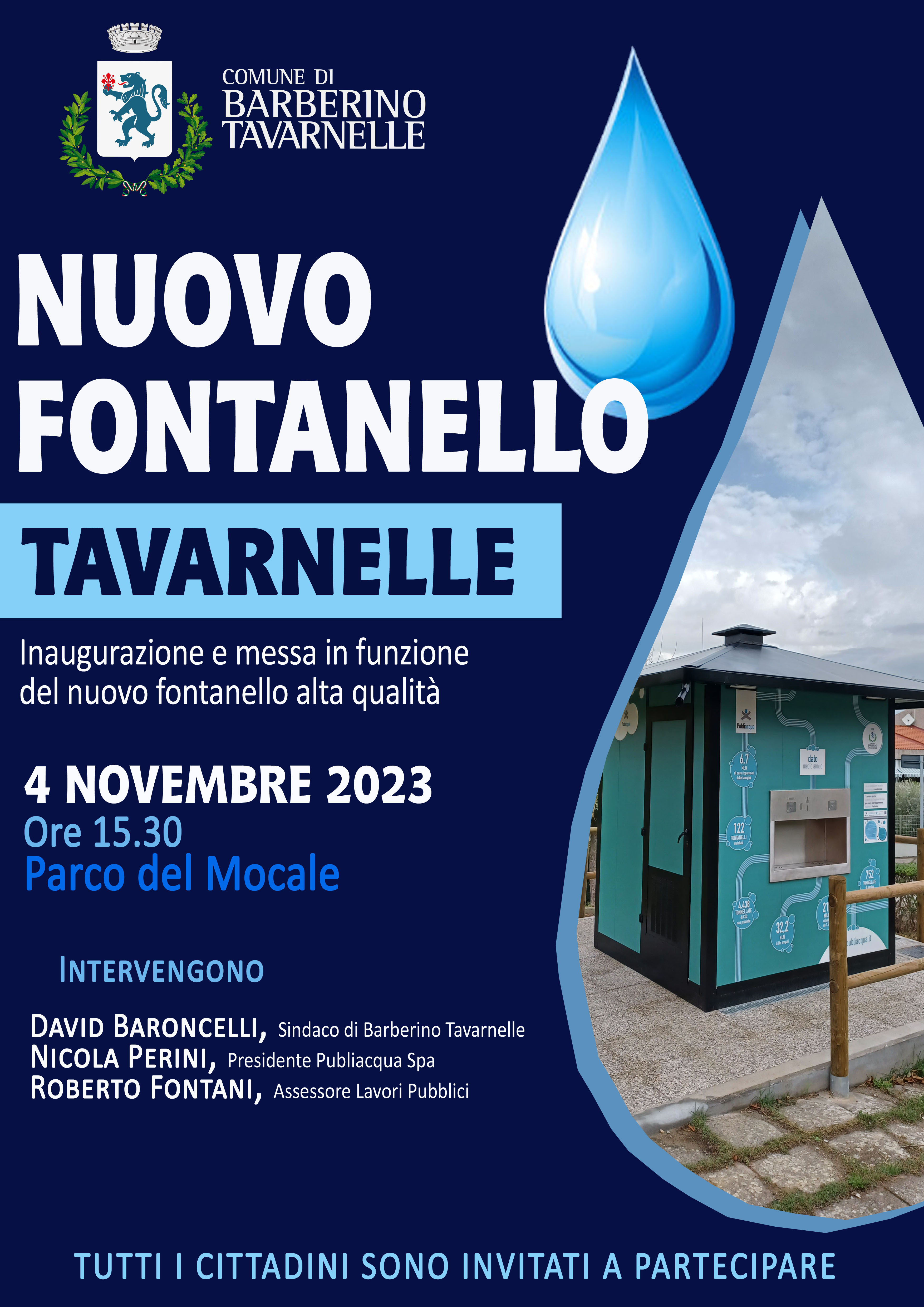locandina evento inaugurazio e nuovo fontanello Tavarnelle