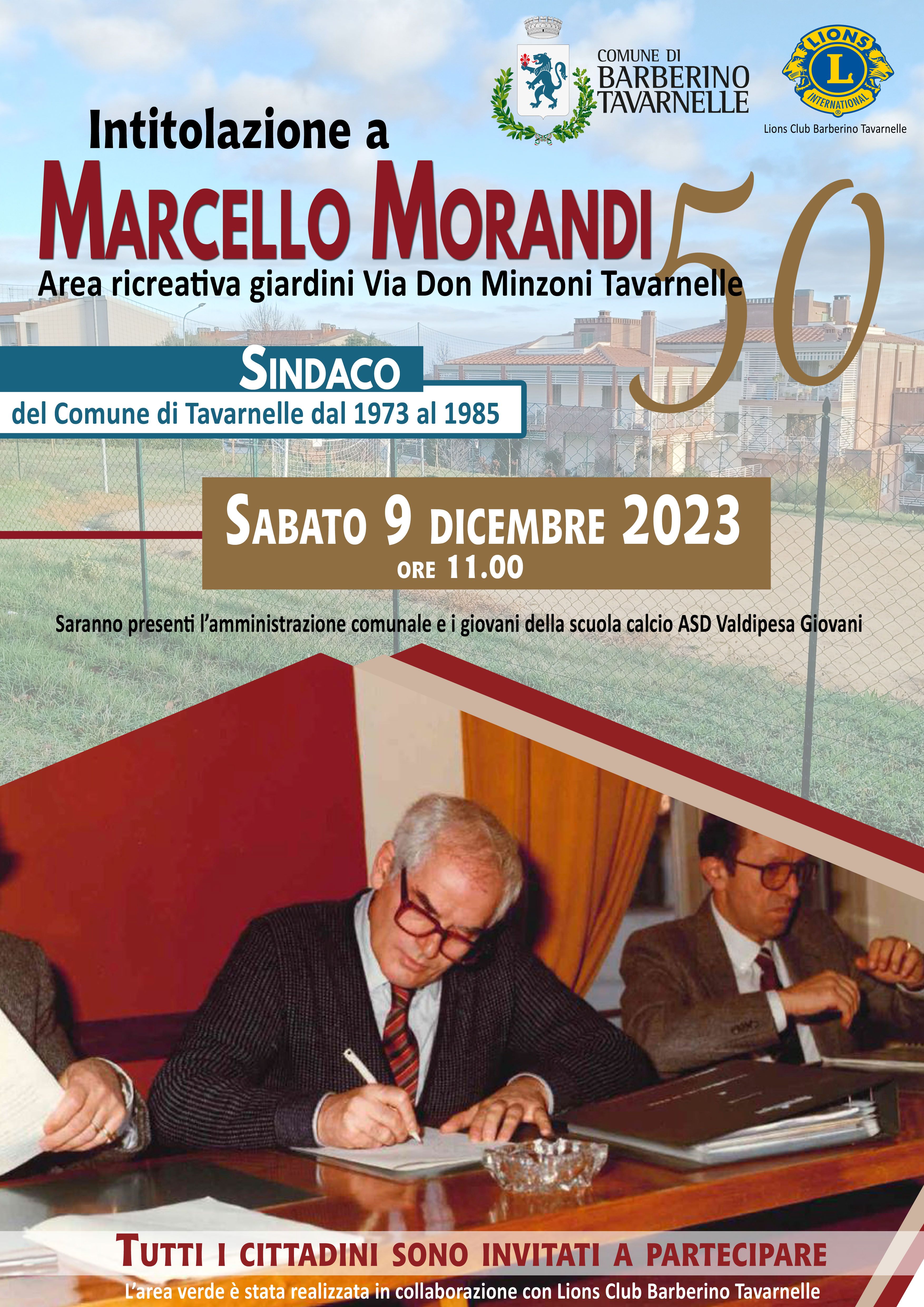 Locandina evento intitolazione a Marcello Morandi
