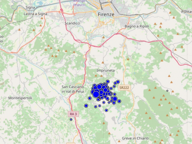 mappa sciame sismico
